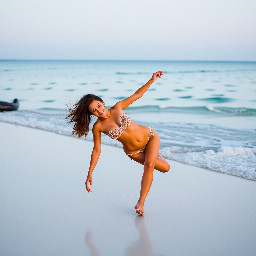 Woman on beach wearing bikini